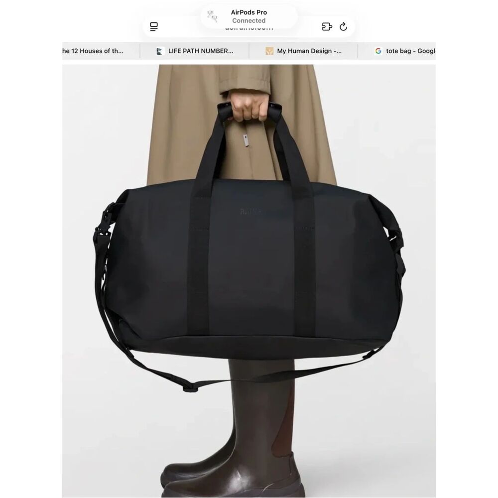 Rains Black Minimalist Duffel Bag
